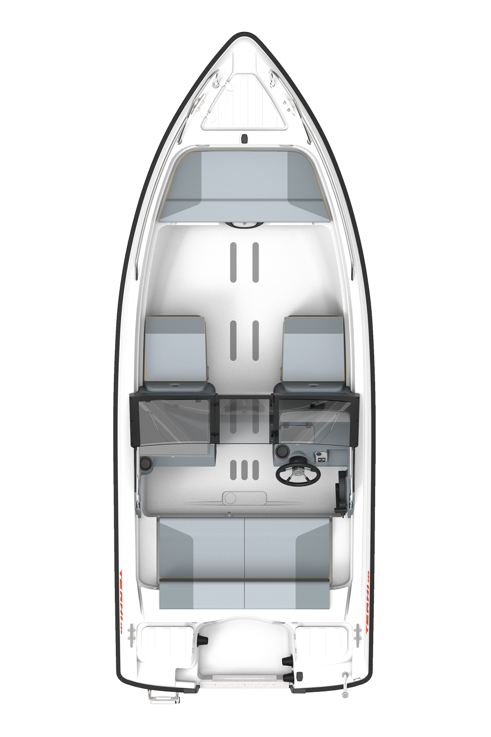 3D-kuva Terhi 480 TC -tuplapulpettiveneestä.