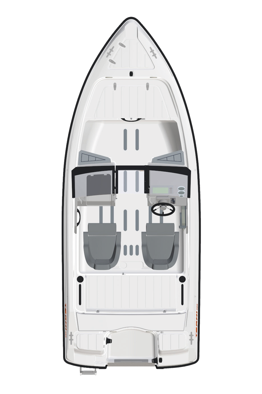 3D-kuva Terhi 480 Sport -tuplapulpettiveneestä.