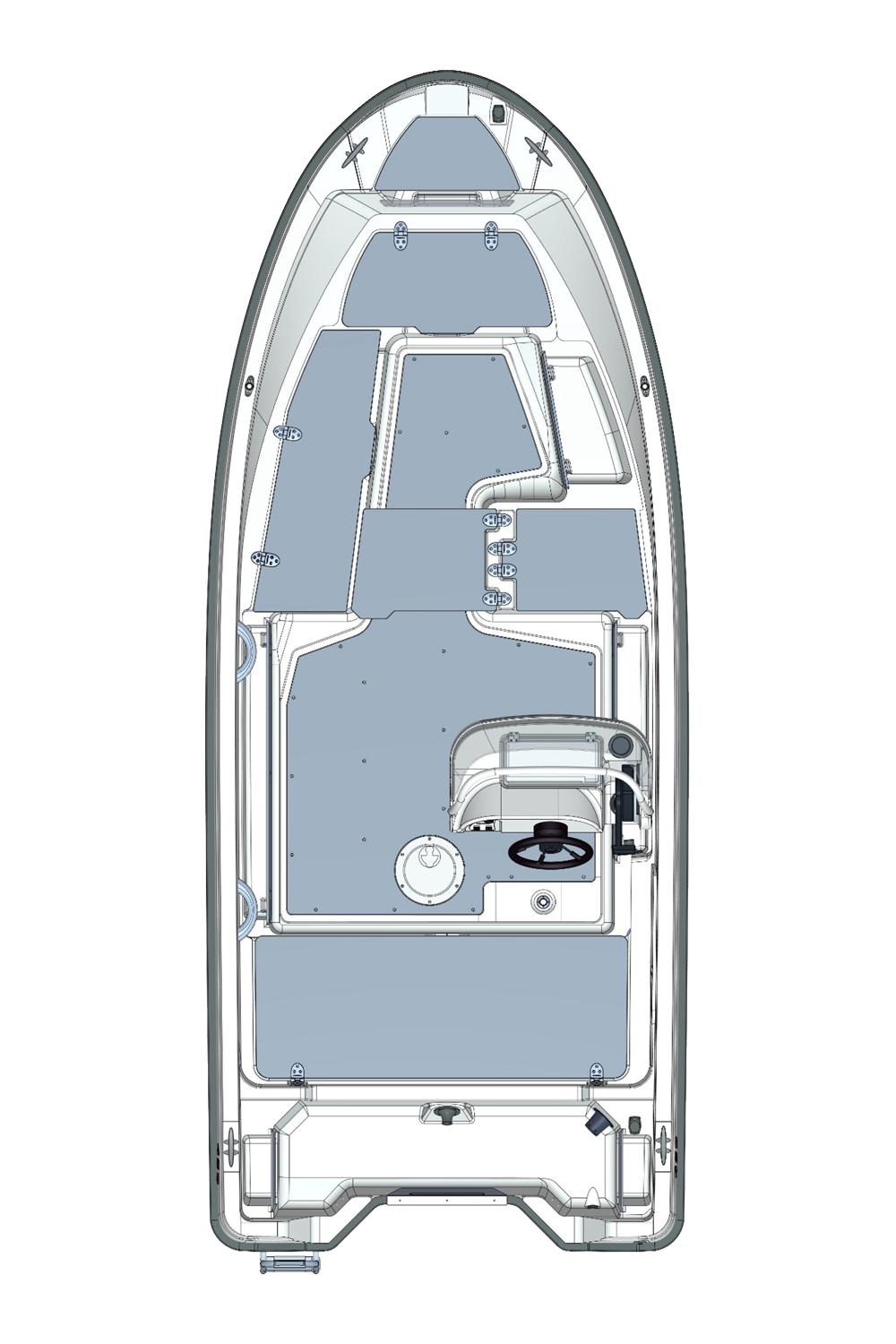 3D image of the Terhi 450 SC boat with side console.