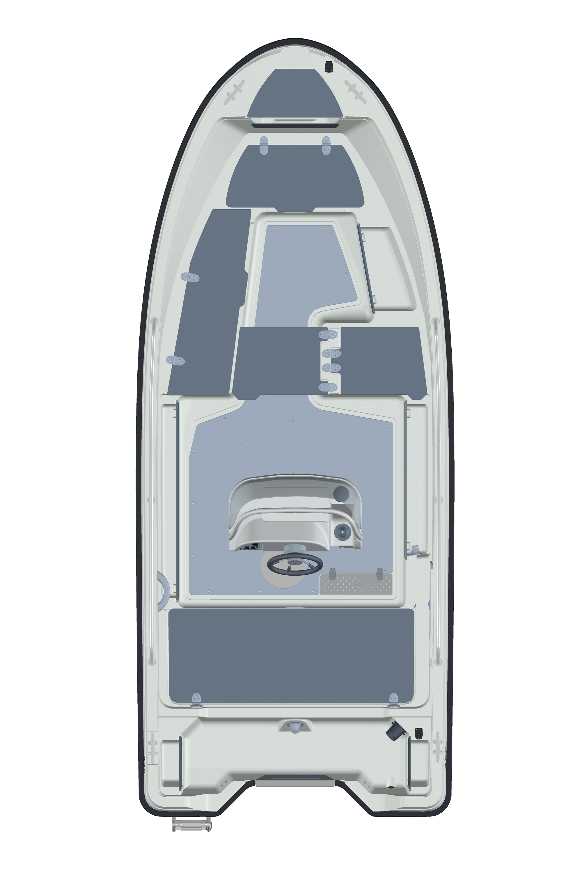 3D image of the Terhi 450 CC boat with middle console.